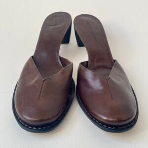 Vintage CoSTUME NATIONAL 90s Y2K Slide Mule Round Toe Stacked Sculptural Heel 37